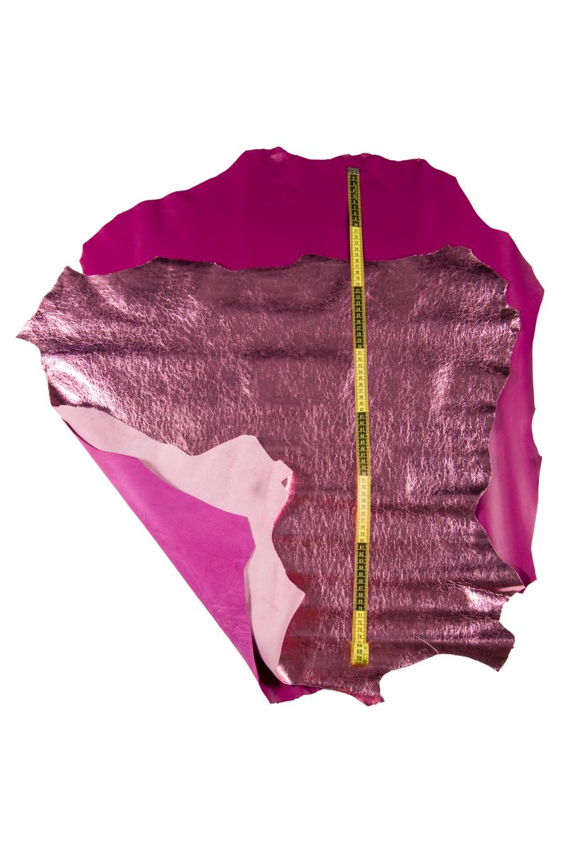 Fuchsia matching leather skins, lot of metallic pink leather and smooth magenta hides for handbags bold color B16977-MT La Garzarara