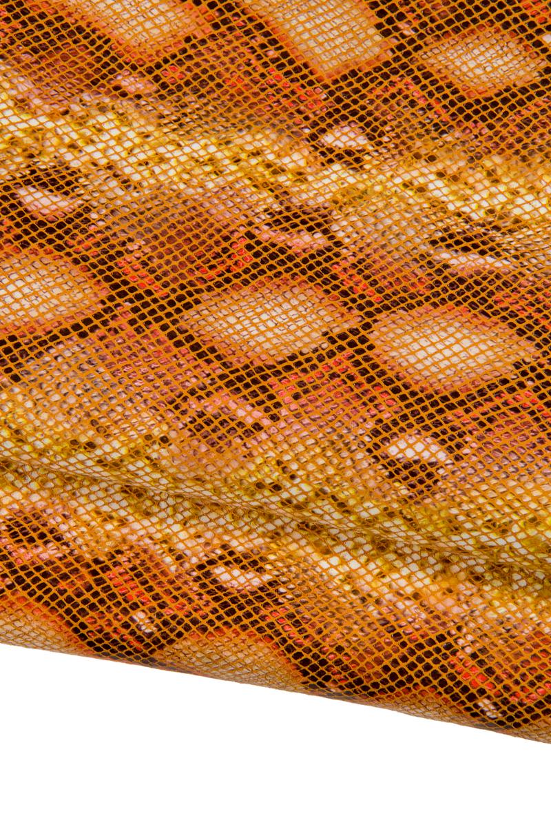Bundle Orange leather skins, Orange metallic textured Leather Hides for Bags, Wallets & Crafts, set of 3 skins B17122-MT La Garzarara