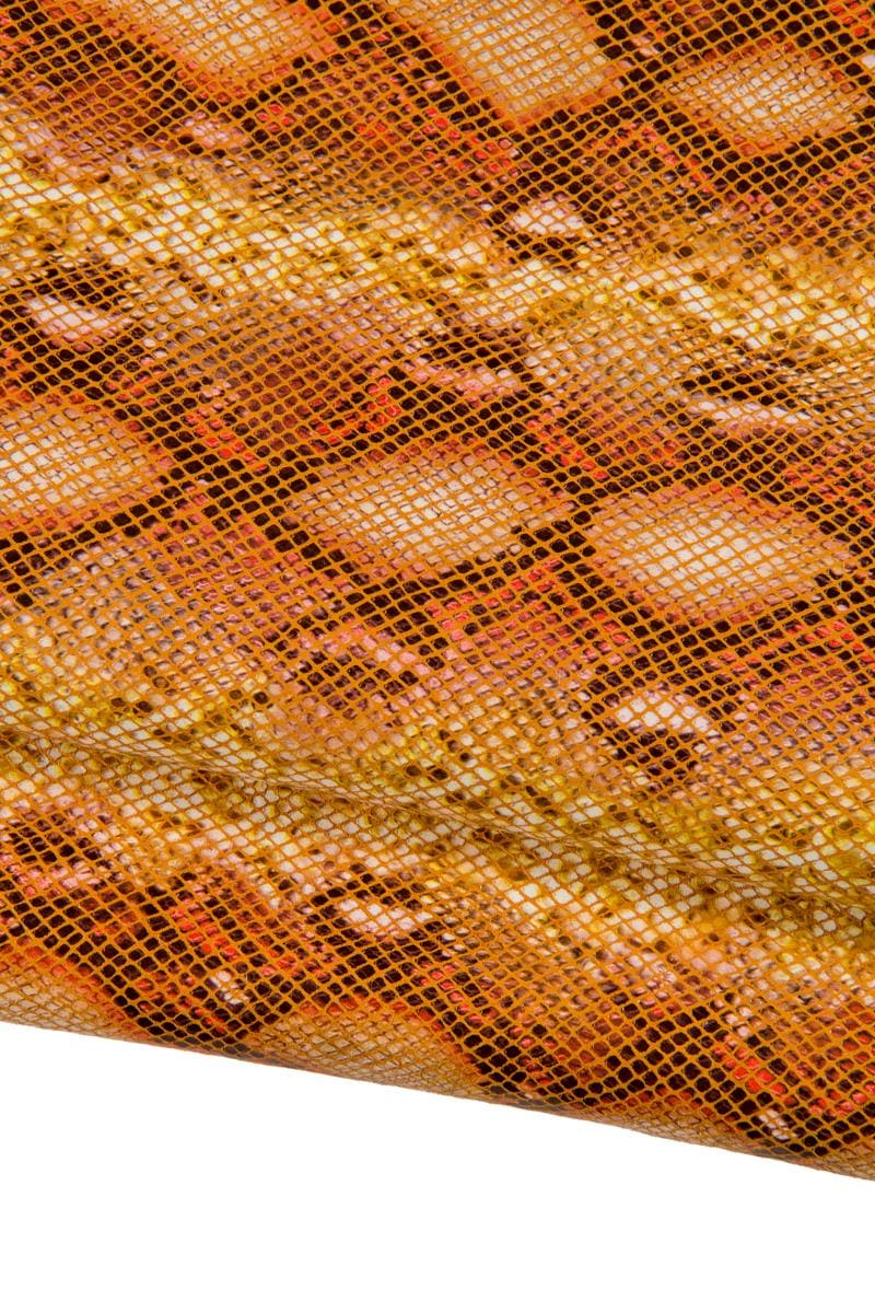Bundle Orange leather skins, Orange metallic textured Leather Hides for Bags, Wallets & Crafts, set of 3 skins B17122-MT La Garzarara