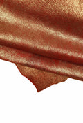 RED metallic hair on leather hide, soft pony calf skin B15637-CV La Garzarara