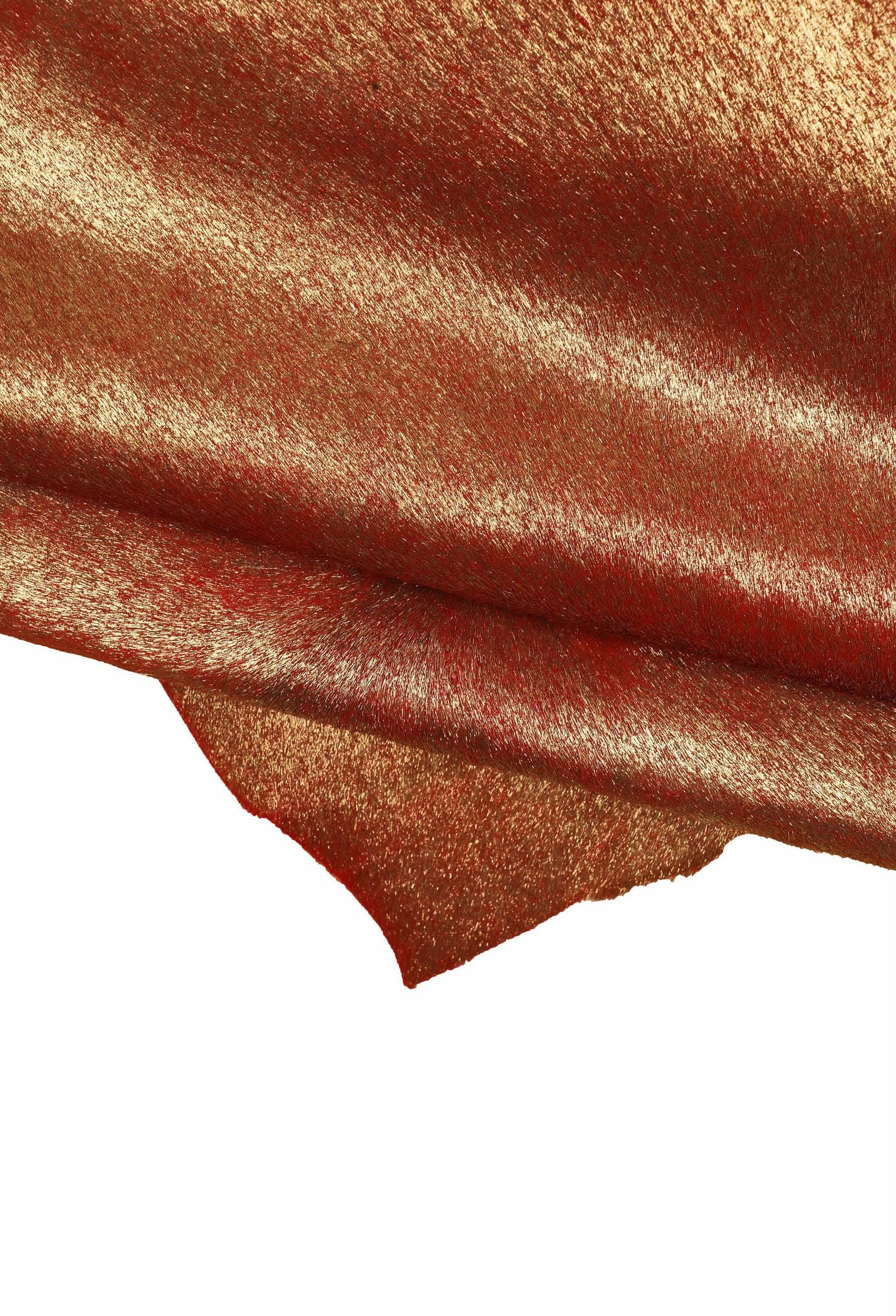 RED metallic hair on leather hide, soft pony calf skin B15637-CV La Garzarara