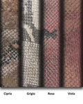Python Print Leather Hide, Glitter Laminated Snake Skin, Metallic Genuine Leather, Blush Grey Pink Purple, B16666-MT La Garzarara