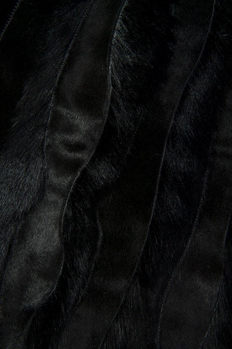 Patchwork Hair-on Leather Black, pony Leather Skin, Italian Pony Hair Leather for Upholstery B17091-CV La Garzarara