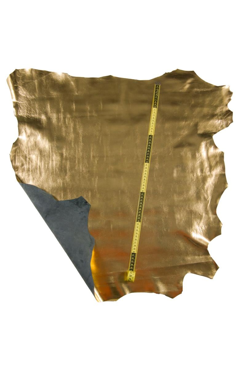 Old GOLD metallic soft leather skin, smooth bright goatskin sparkle hide, BEIGE basis 0.9 - 1.1 mm diy projects B16965-MT La Garzarara