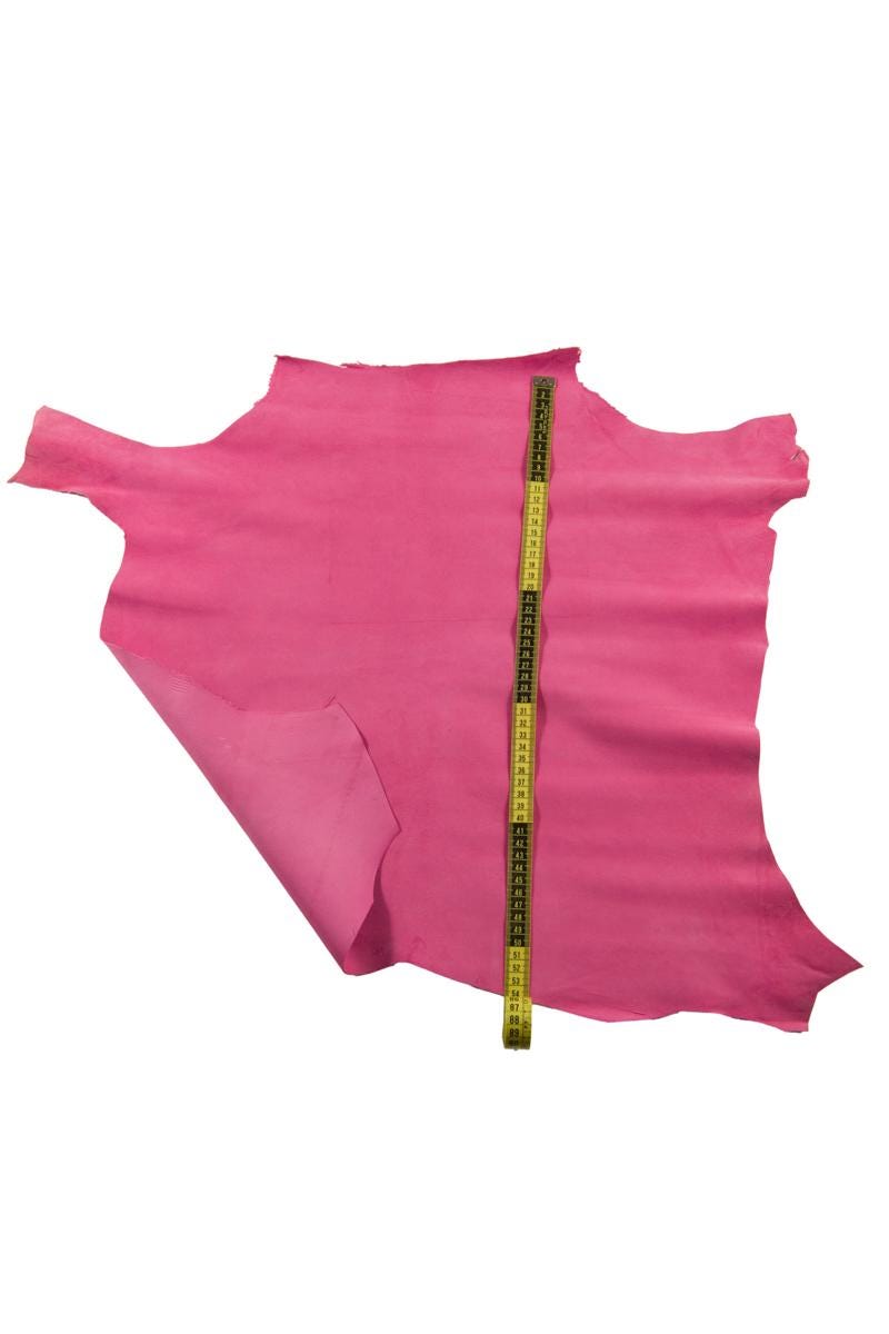 Suede Hot pink leather skin, soft Velvet Finish Premium Italian Goat Leather for Leathercraft B17071-TU La Garzarara