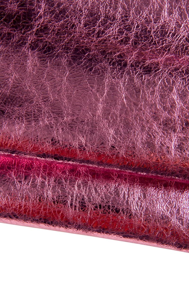 Fuchsia matching leather skins, lot of metallic pink leather and smooth magenta hides for handbags bold color B16977-MT La Garzarara