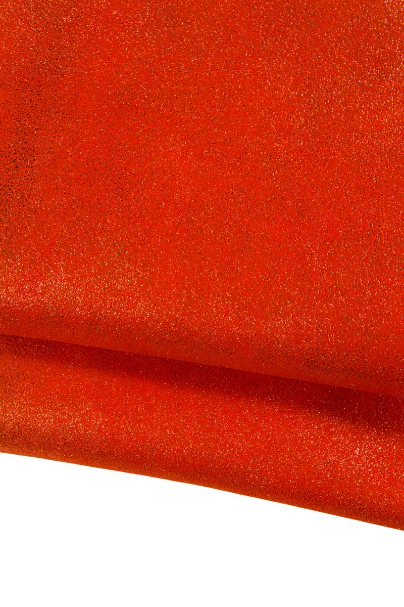 Bundle Orange leather skins, Orange metallic textured Leather Hides for Bags, Wallets & Crafts, set of 3 skins B17122-MT La Garzarara