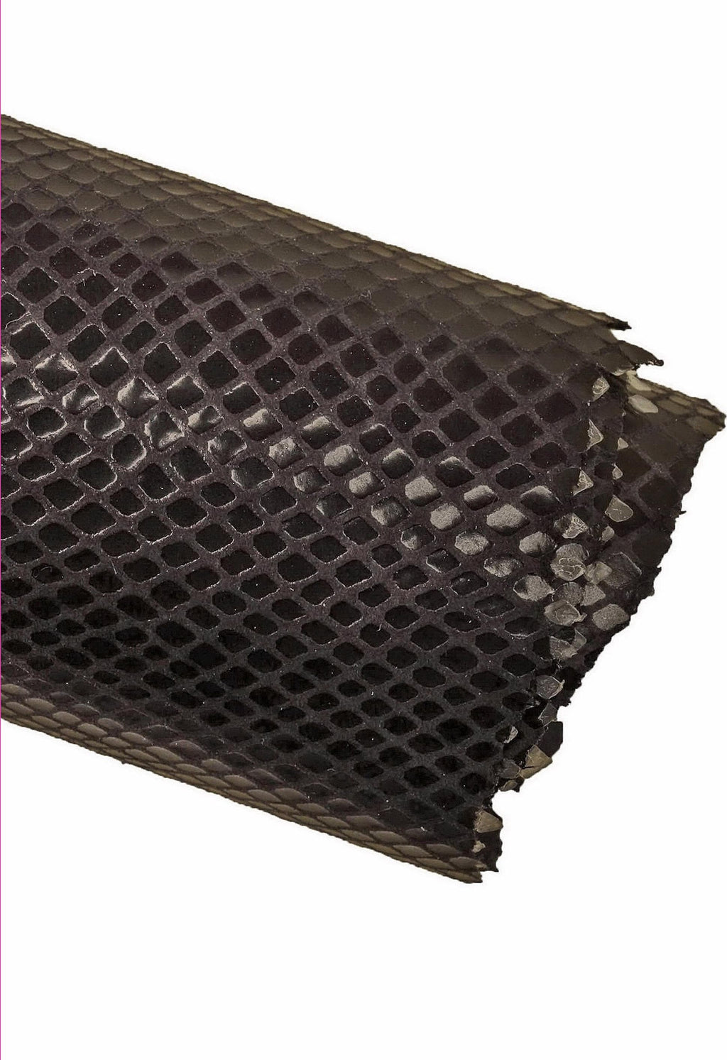 Dark grey black PYTHON PRINTED leather skin, snake textured glossy goatskin, soft thin reptile print hide B14787-TB La Garzarara