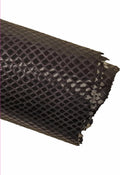 Dark grey black PYTHON PRINTED leather skin, snake textured glossy goatskin, soft thin reptile print hide B14787-TB La Garzarara