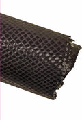 Dark grey black PYTHON PRINTED leather skin, snake textured glossy goatskin, soft thin reptile print hide B14787-TB La Garzarara