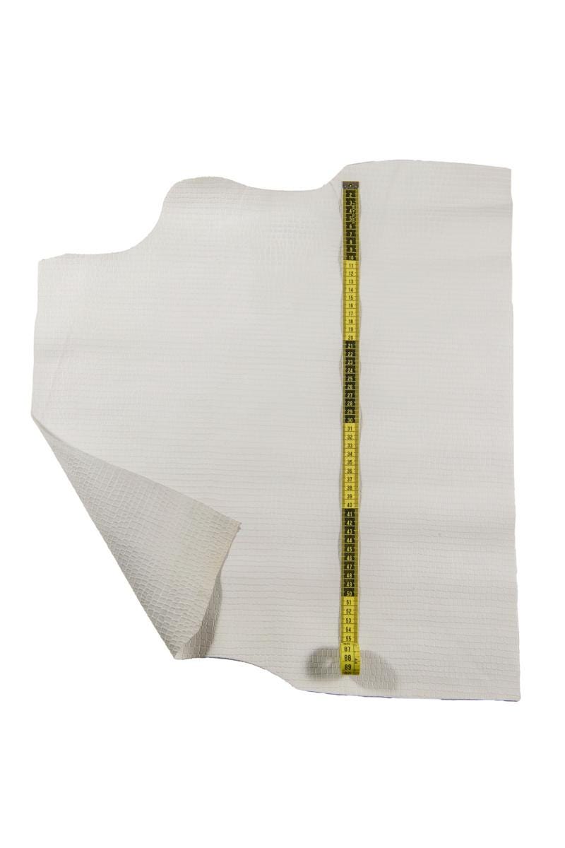 Off WHITE crocodile embossed leather hide soft matt CROC printed cowhide, genuine cowhide ideal for handcrafting B17055-ST La Garzarara