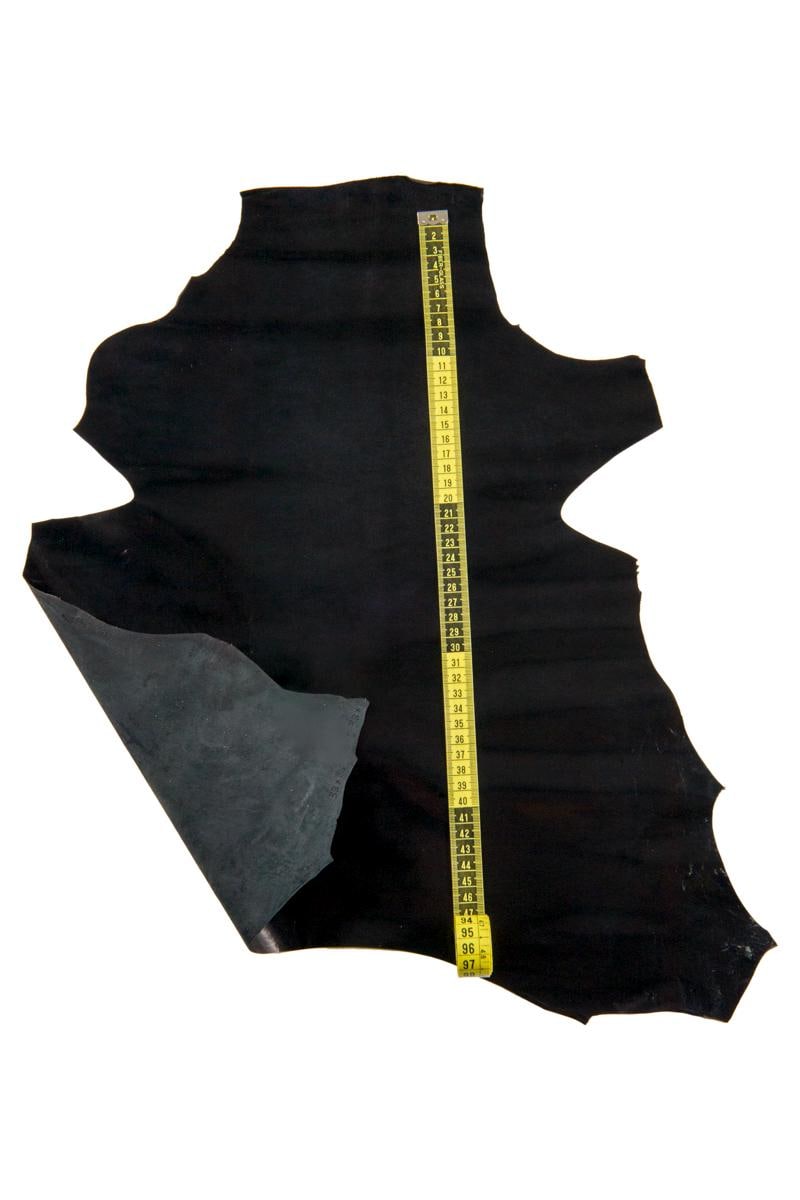 Black Shiny KID Leather Skin, smooth classic goatskin, thin and small size hide 0.5 - 0.6 mm for crafters B17038-TB La Garzarara