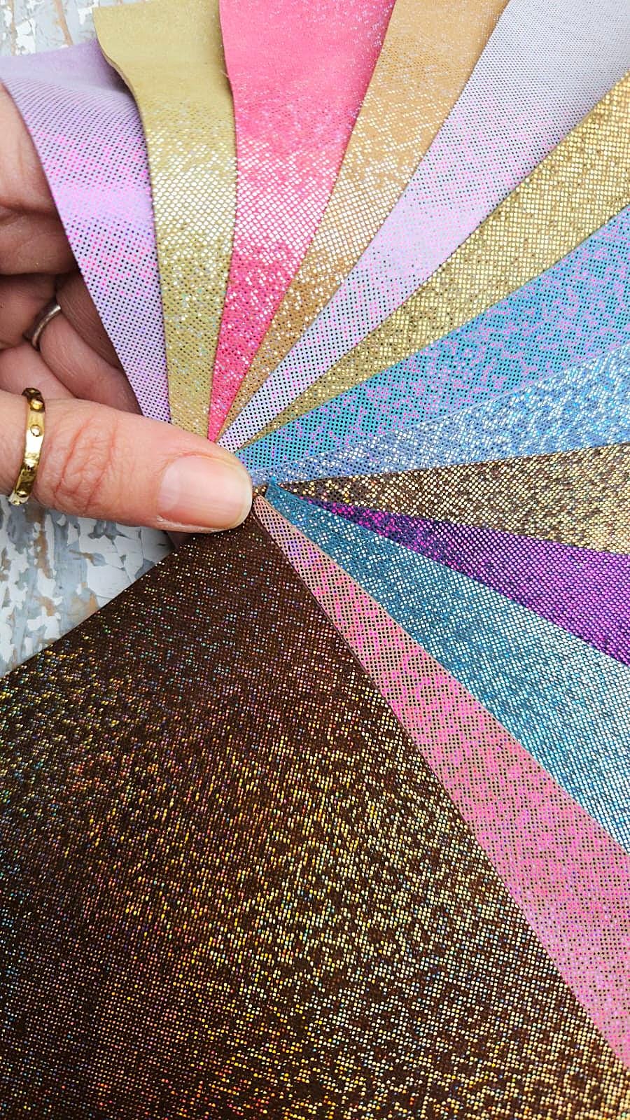 Color Palette Leather Scraps, Metallic Shimmer Remnants, Assorted Craft Pieces for Earrings and DIY6x5" / 15x12 cm RT262