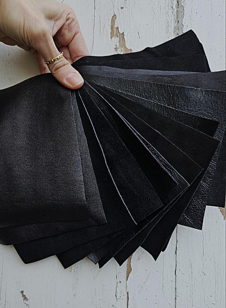 Stretch Suede and Nappa Scraps, Textile Backed Leather Pieces, Soft Elastic Offcuts for Garment and Costume Crafts 6x5" / 15x12 cm RT267
