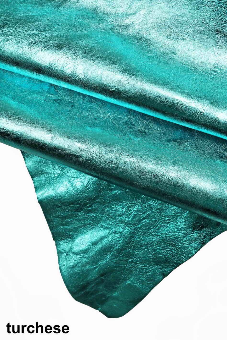 Lime Green Mirror Leather Hide, Vintage Metallic Leather, Soft Laminated Leather for Bags & Leathercraft B17576-MT La Garzarara