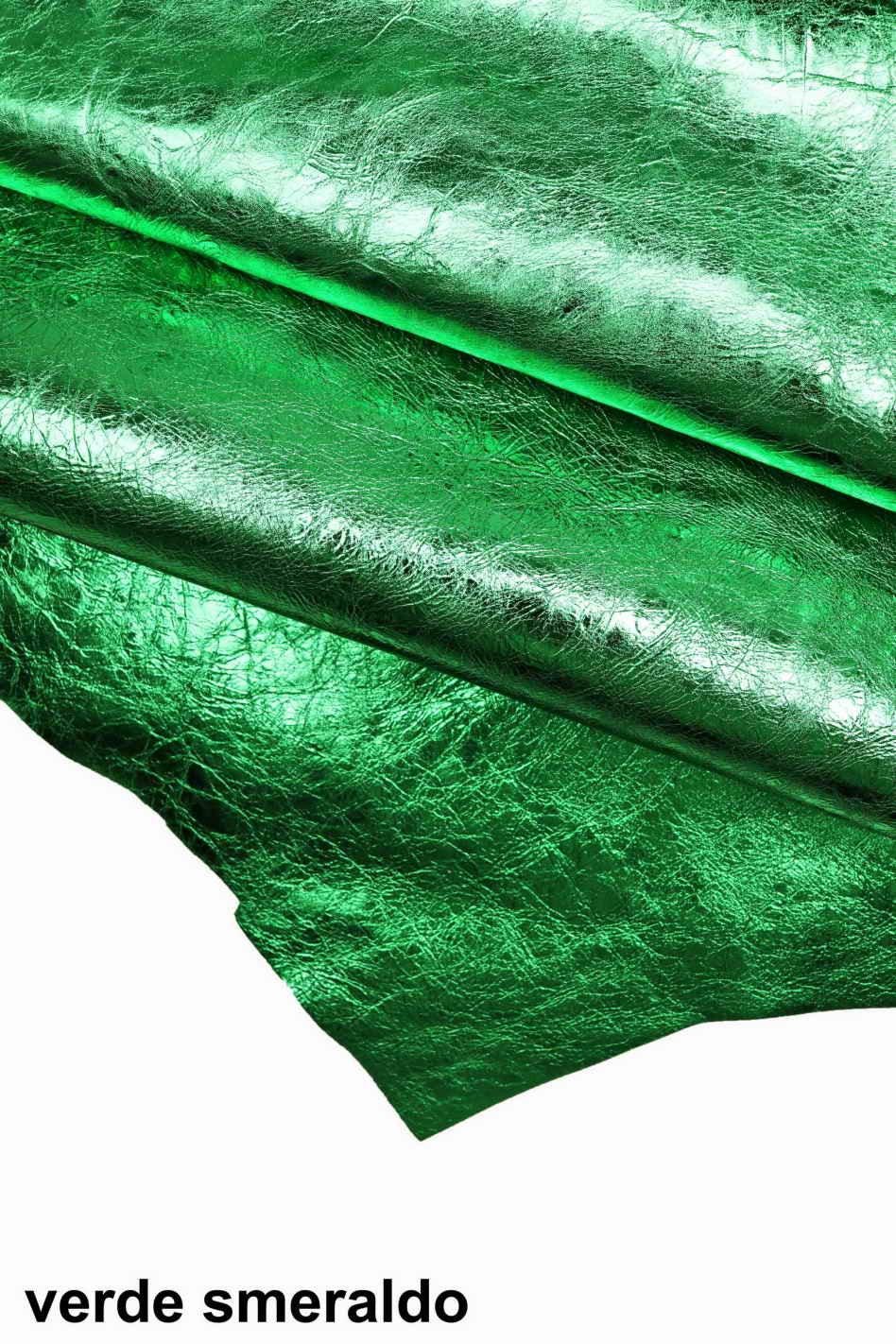 Lime Green Mirror Leather Hide, Vintage Metallic Leather, Soft Laminated Leather for Bags & Leathercraft B17576-MT La Garzarara