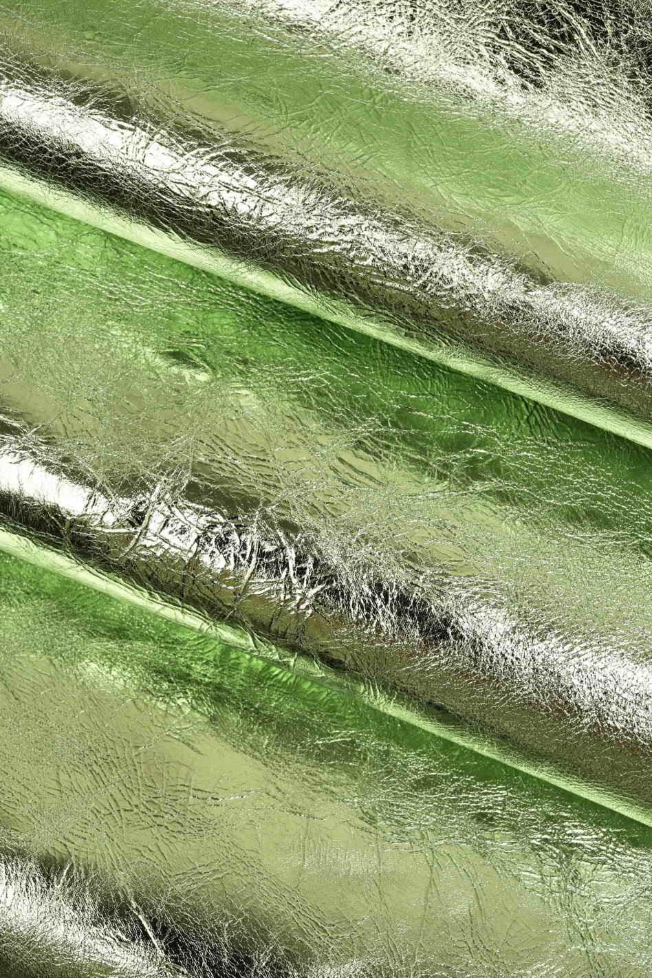 Lime Green Mirror Leather Hide, Vintage Metallic Leather, Soft Laminated Leather for Bags & Leathercraft B17576-MT La Garzarara