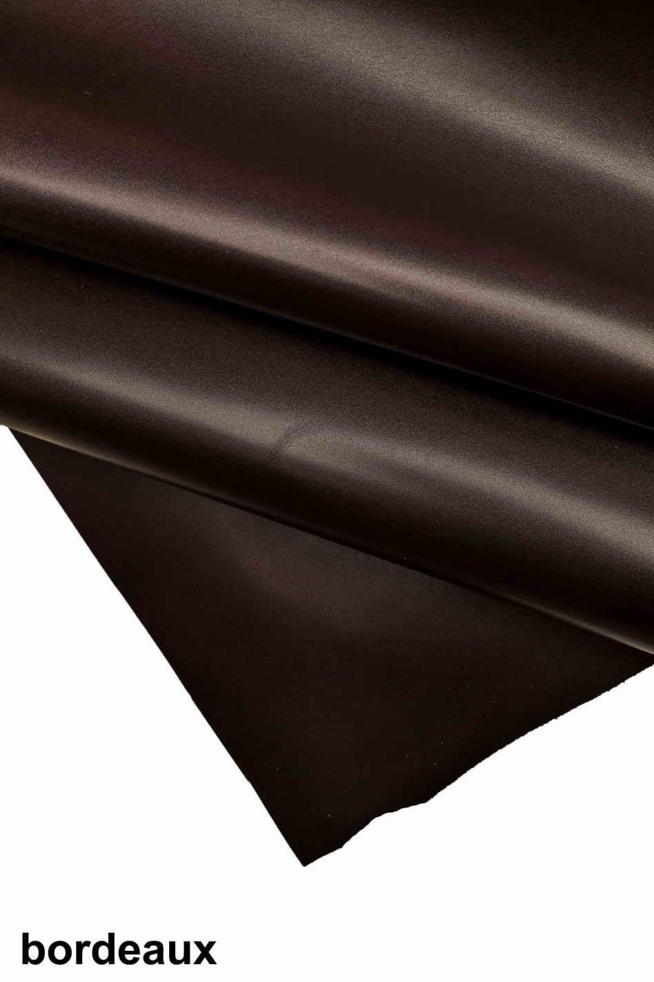 GENUINE smooth calf HIDE, brown burgundy quite shiny calfskin, medium softness, classic italian cow skins for crafting B17580-TU LaGarzarara