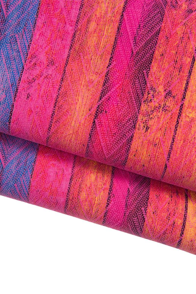 MULTICOLOR striped leather hide, STRIPES pattern on glossy soft cowhide, colorful printed suede calfskin B16846-ST La Garzarara