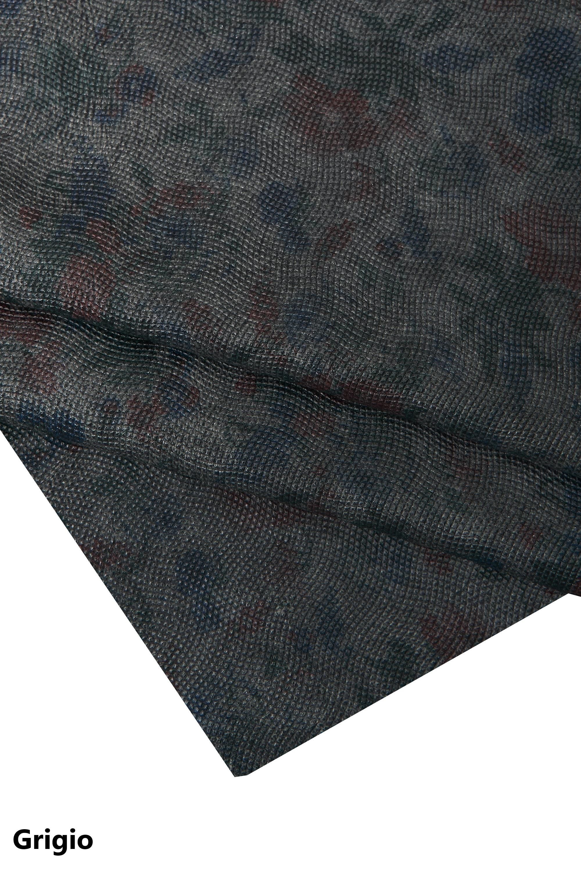 Vintage floral printed leather hide, flower pattern micro grain green skin, retro style leather for bags craft B16550-ST