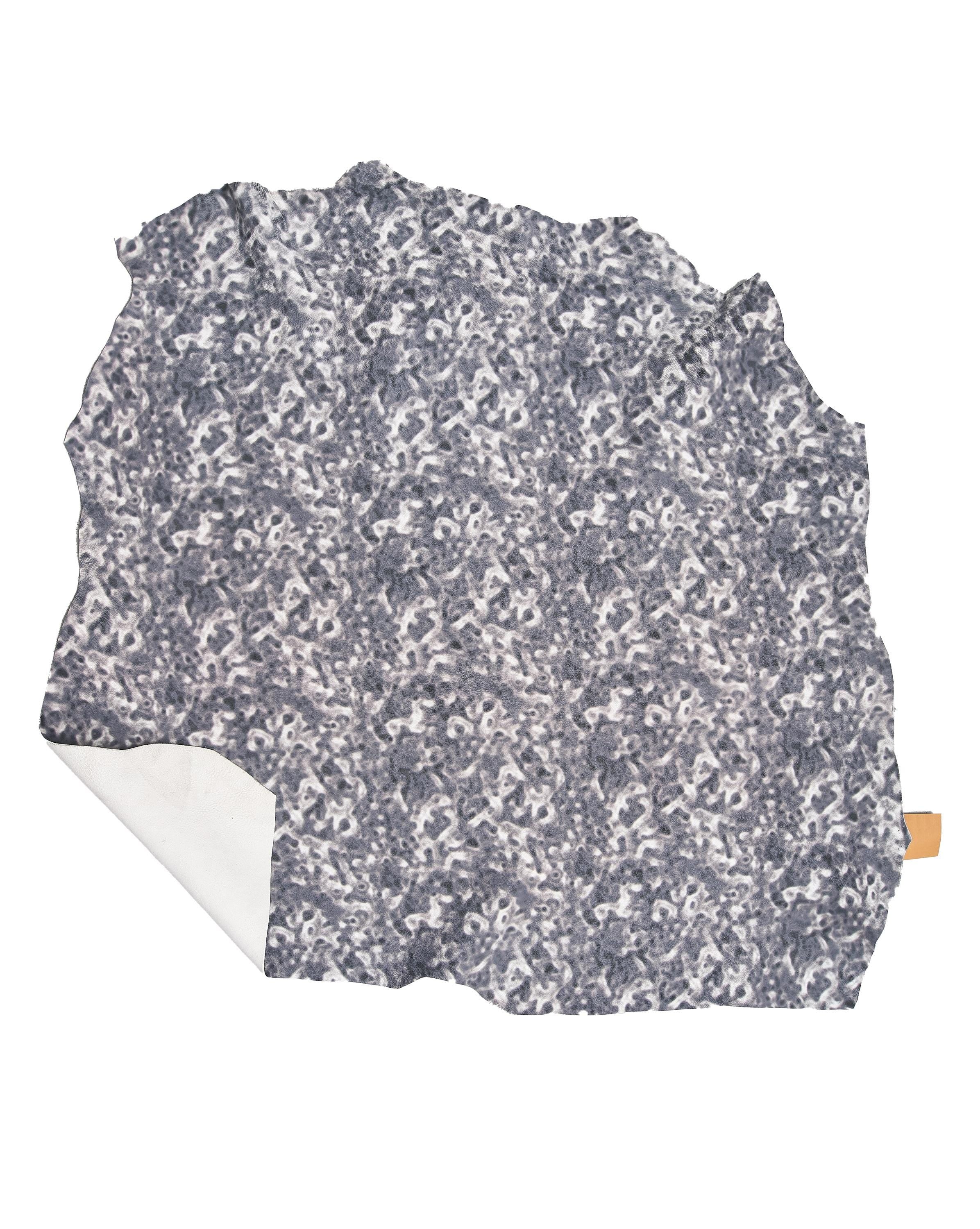 ABSTRACT print on leather skin, grey white black textured sheepskin, super soft nappa hide, for diy projects B17144-ST La Garzarara