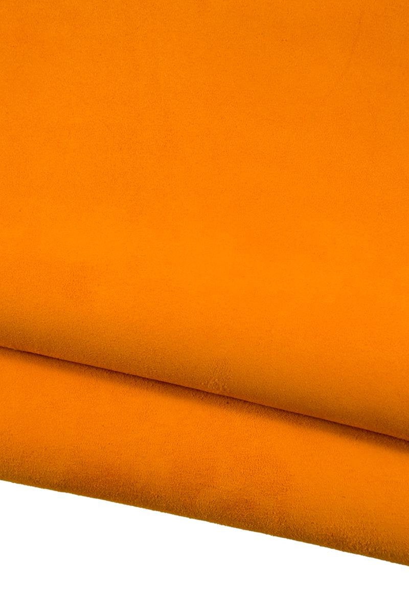 Orange Fine Suede Leather Hide, Genuine Goat Velvet Skin Premium Italian Leather B17069-TU La Garzarara