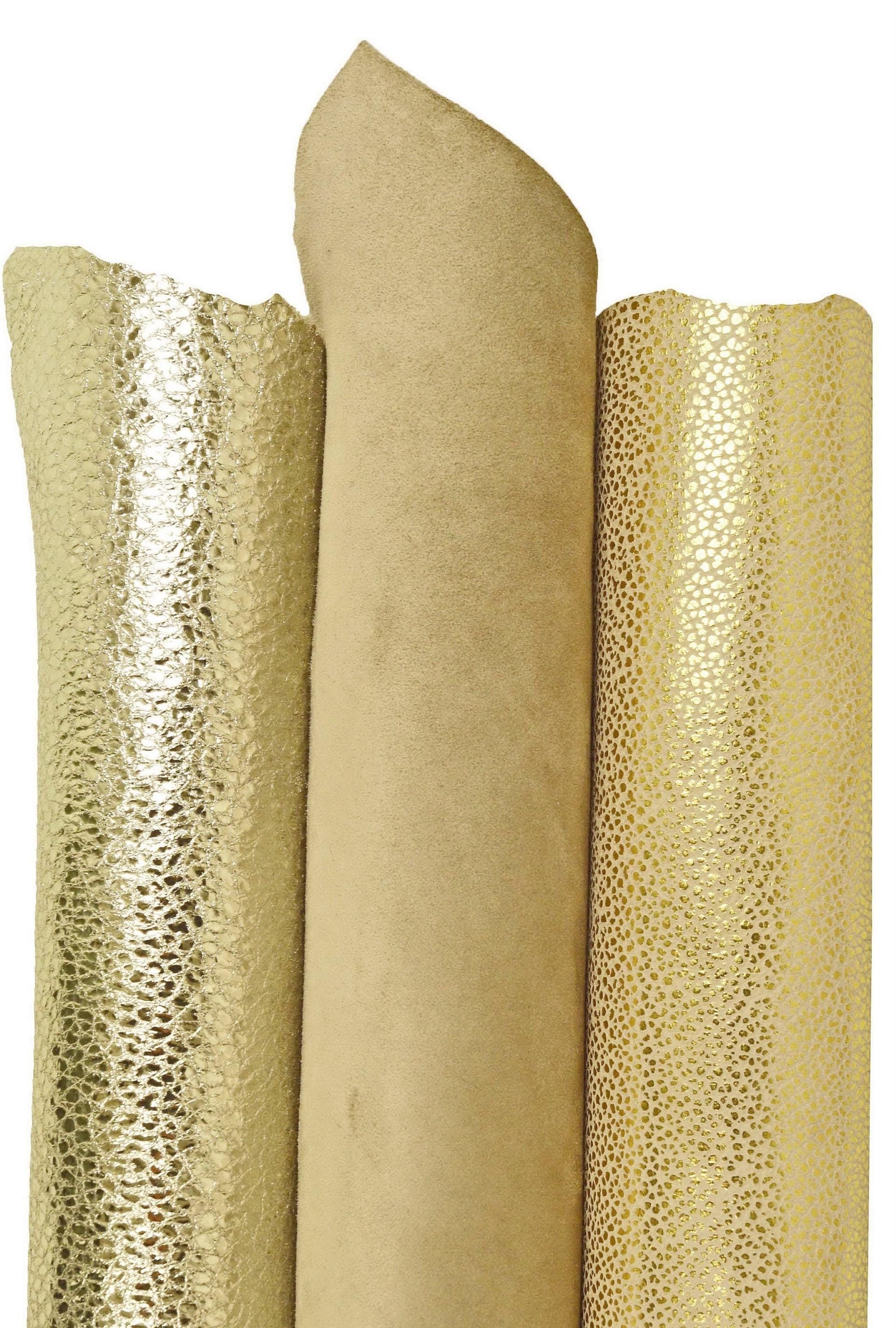 Light GOLD beige leather hides, assortment of metallic gold soft goatskins as per picture B16293-MT(ST) La Garzarara