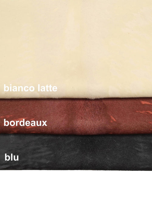 Acid Washed Hair-on Leather Blue, white burgundy blue ponyskin hides, Italian aged Pony Hair Leather for Luxury Accessories b13602-cv