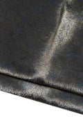 METALLIC hair on leather hide, blue GLITTER print on steel metal pony calfskin, luxurious hairy cowhide for crafting B17098-CV La Garzarara