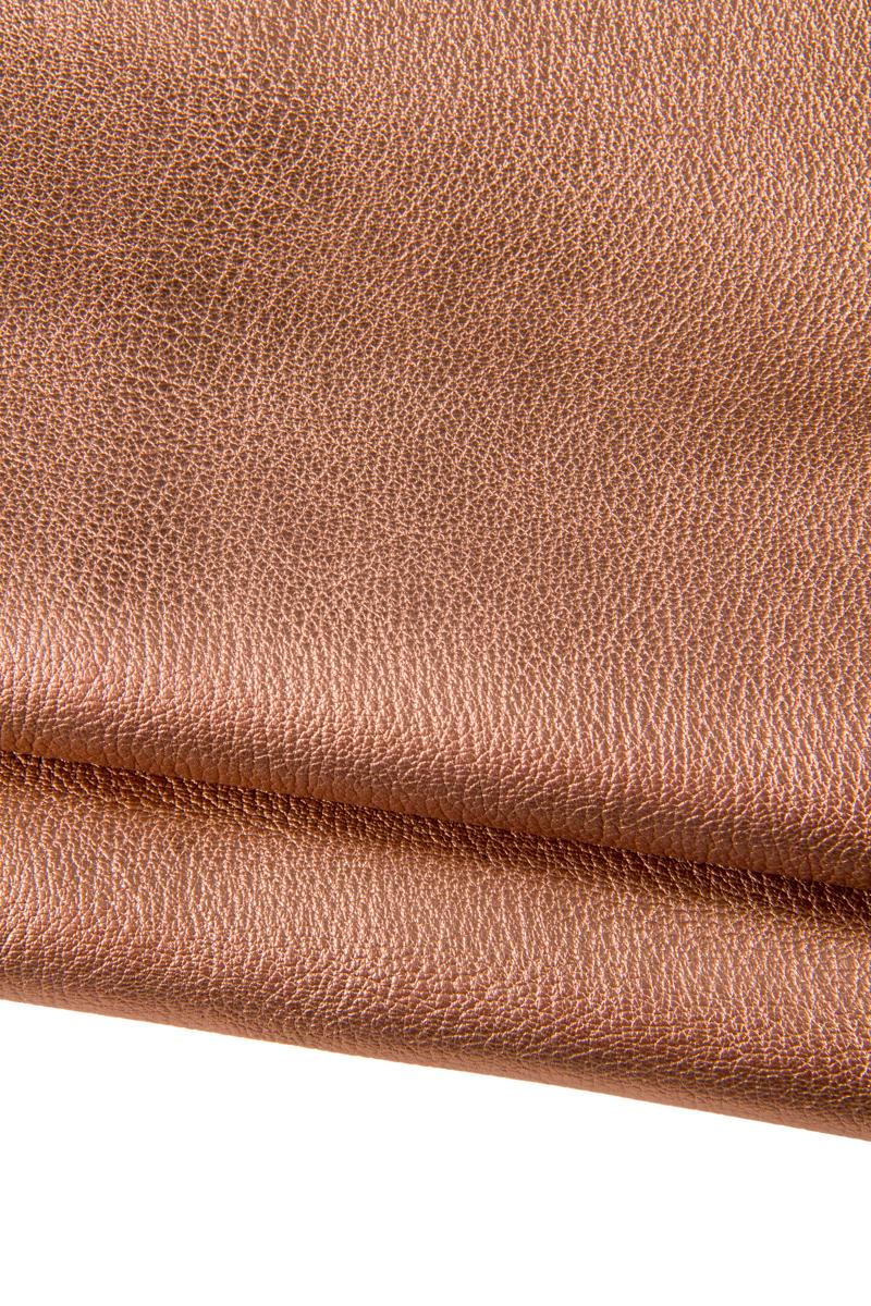 Copper metallic leather bundle, Rose gold pebbled hide and smooth bronze skin coordinated for luxury bags craftB16980-MT La Garzarara
