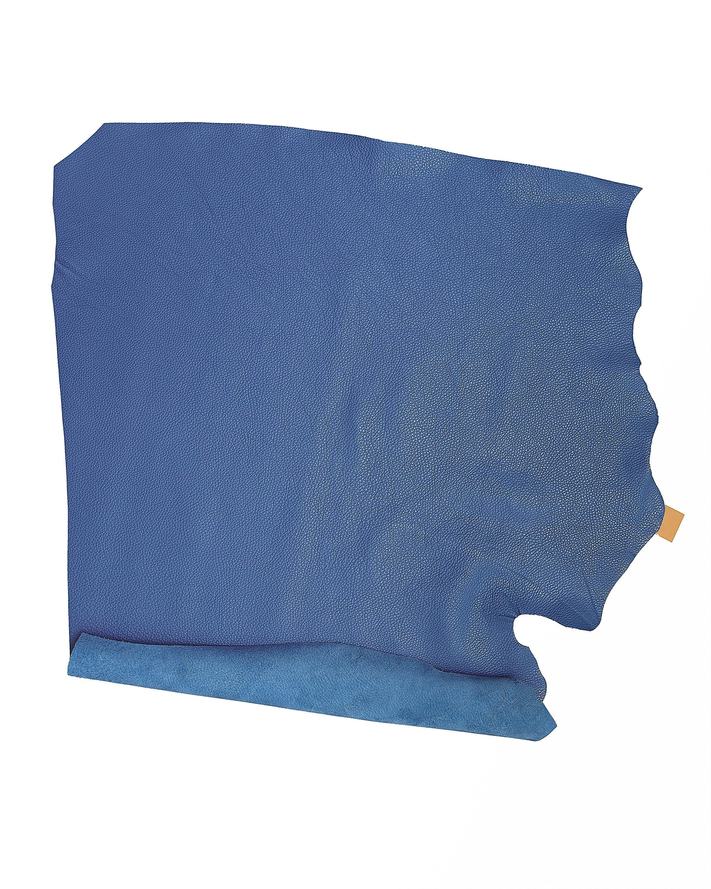 Royal blue PEBBLED cowhide, tumble grain leather hide, soft semi glossy embossed calfskin 1.6 - 1.8 mm for crafting B17206-TU La Garzarara