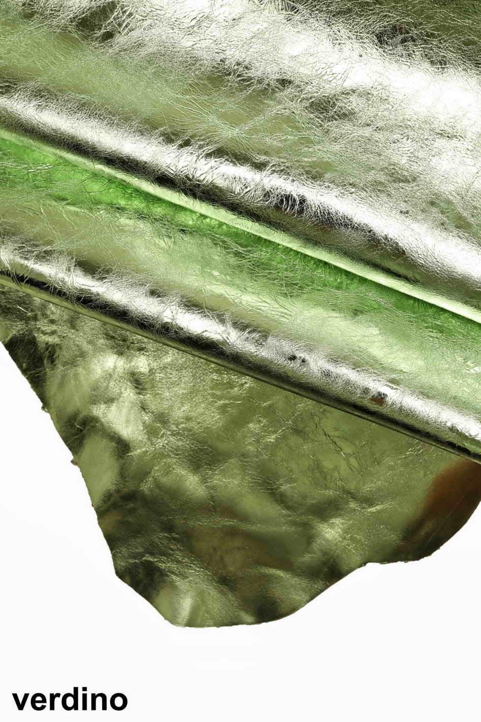 Lime Green Mirror Leather Hide, Vintage Metallic Leather, Soft Laminated Leather for Bags & Leathercraft B17576-MT La Garzarara