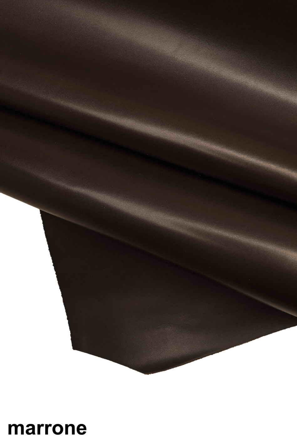 GENUINE smooth calf HIDE, brown burgundy quite shiny calfskin, medium softness, classic italian cow skins for crafting B17580-TU LaGarzarara