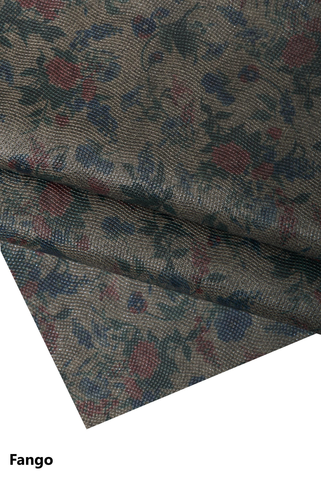 Vintage floral printed leather hide, flower pattern micro grain green skin, retro style leather for bags craft B16550-ST