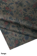 Vintage floral printed leather hide, flower pattern micro grain green skin, retro style leather for bags craft B16550-ST