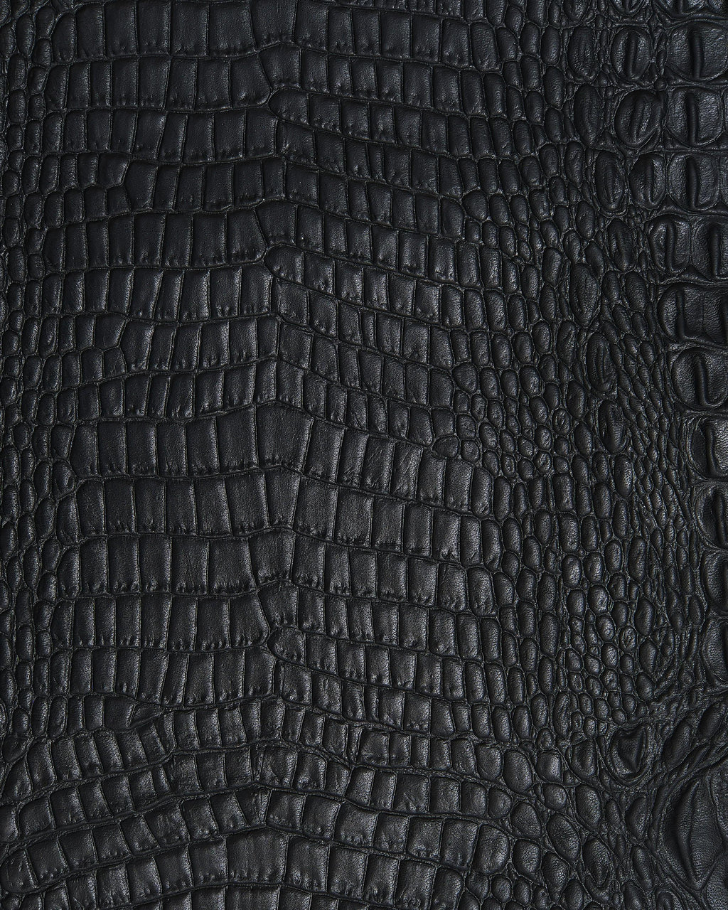 Black CROCODILE EMBOSSED leather hide, alligator printed goatskin, glossy soft hide for diy projects B19877-TB La Garzarara