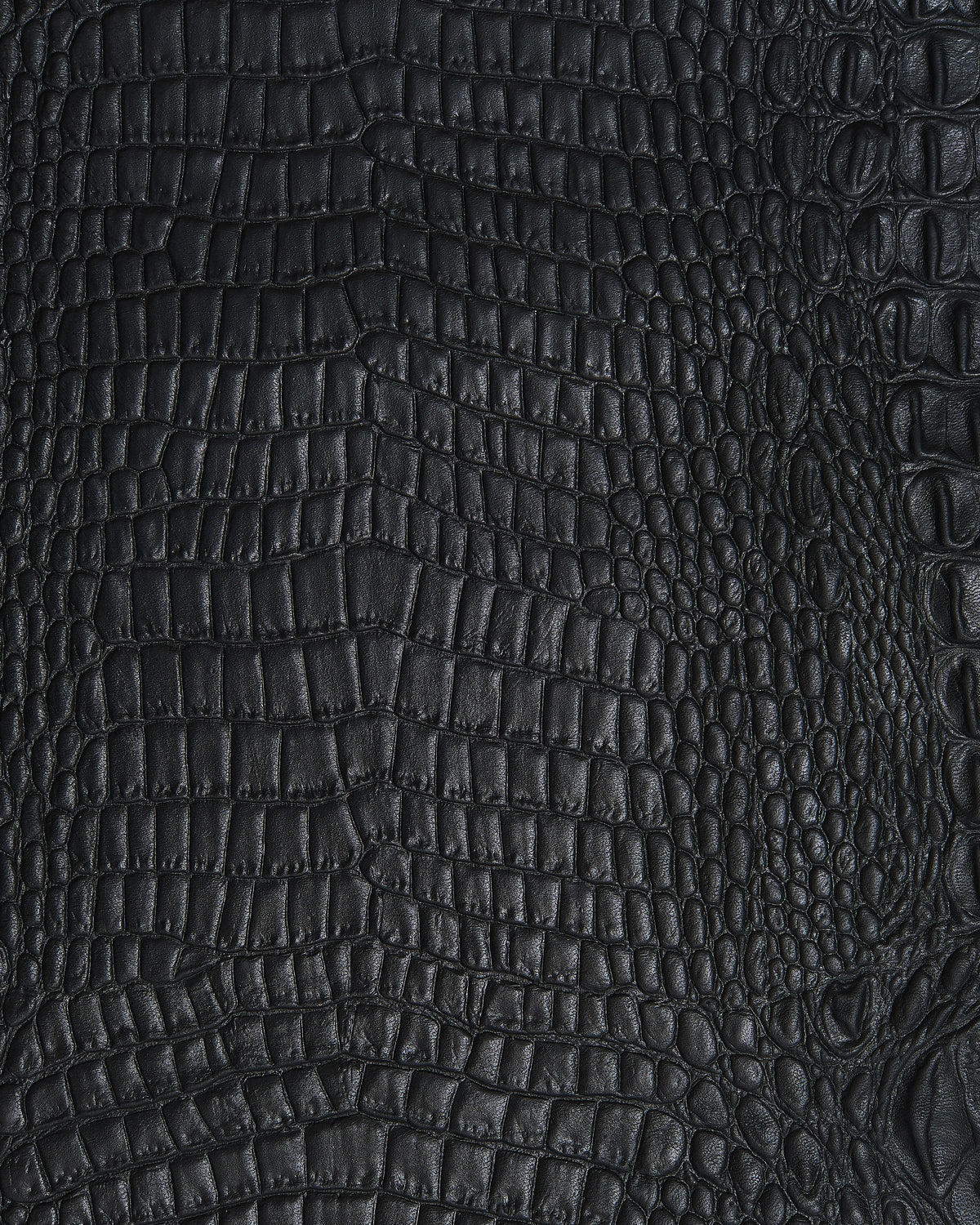 Black CROCODILE printed leather skin, alligator embossed goatskin, soft semi glossy hide for diy projects B19878-TB La Garzarara