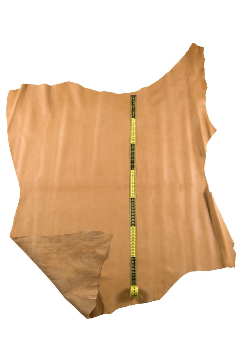 Soft natural beige vegetable tanned calf leather SKIN hide, fine grain semi glossy cowhide for bags and accessories, B17104-TU La Garzarara