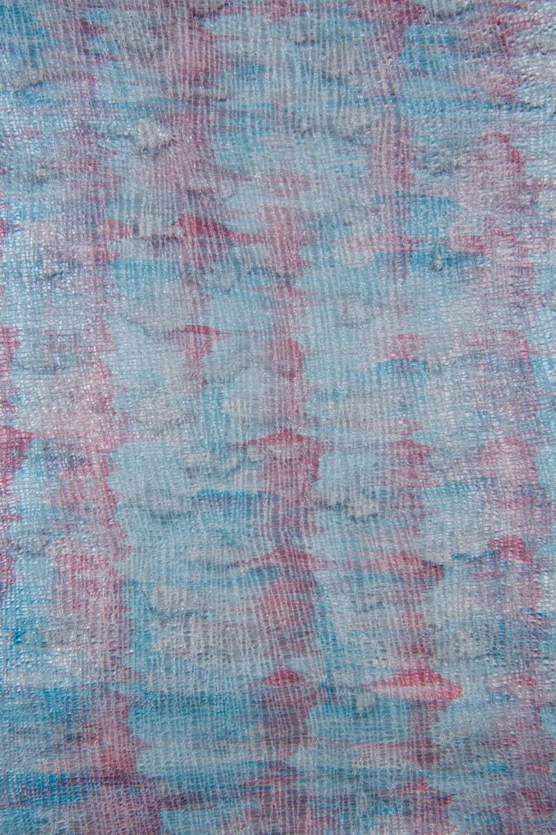Blue Watercolor Print Leather Hide, Pastel Artistic Leather Skin, Denim Metallic tie dye goat lB17355-MT(st) La Garzarara