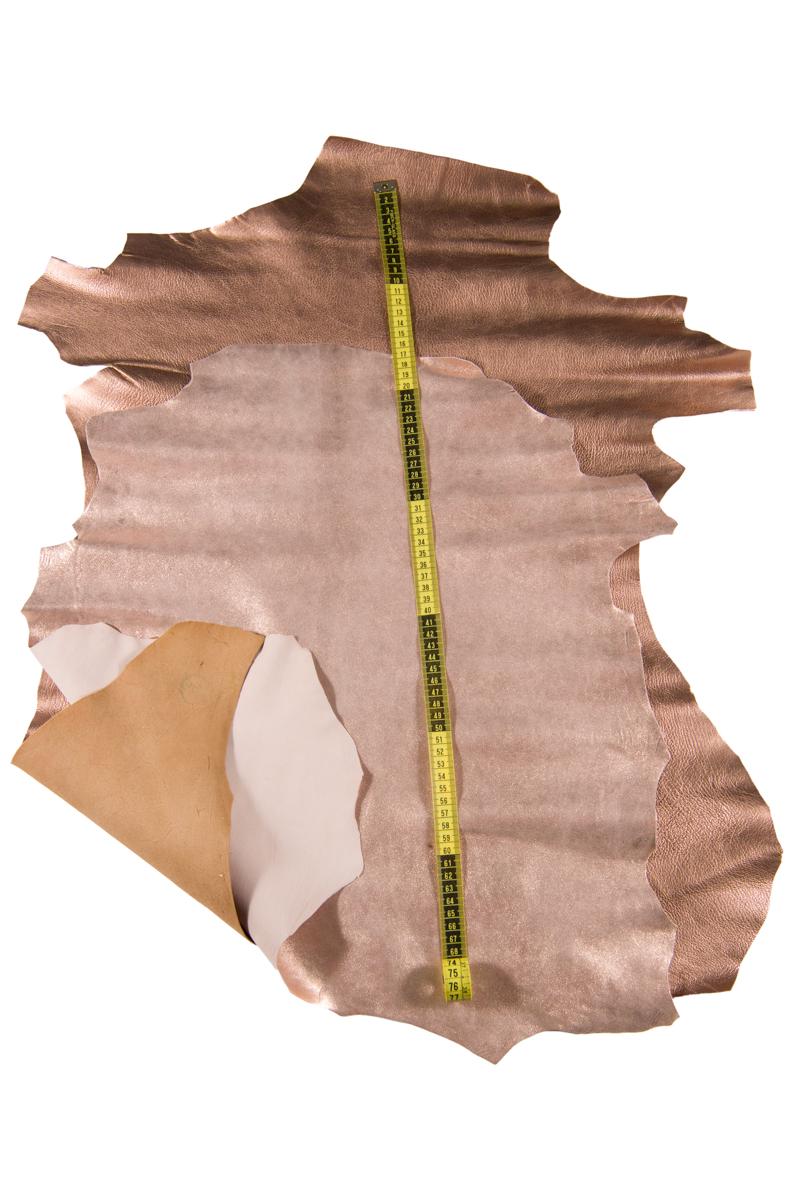 Copper metallic leather bundle, Rose gold pebbled hide and smooth bronze skin coordinated for luxury bags craftB16980-MT La Garzarara