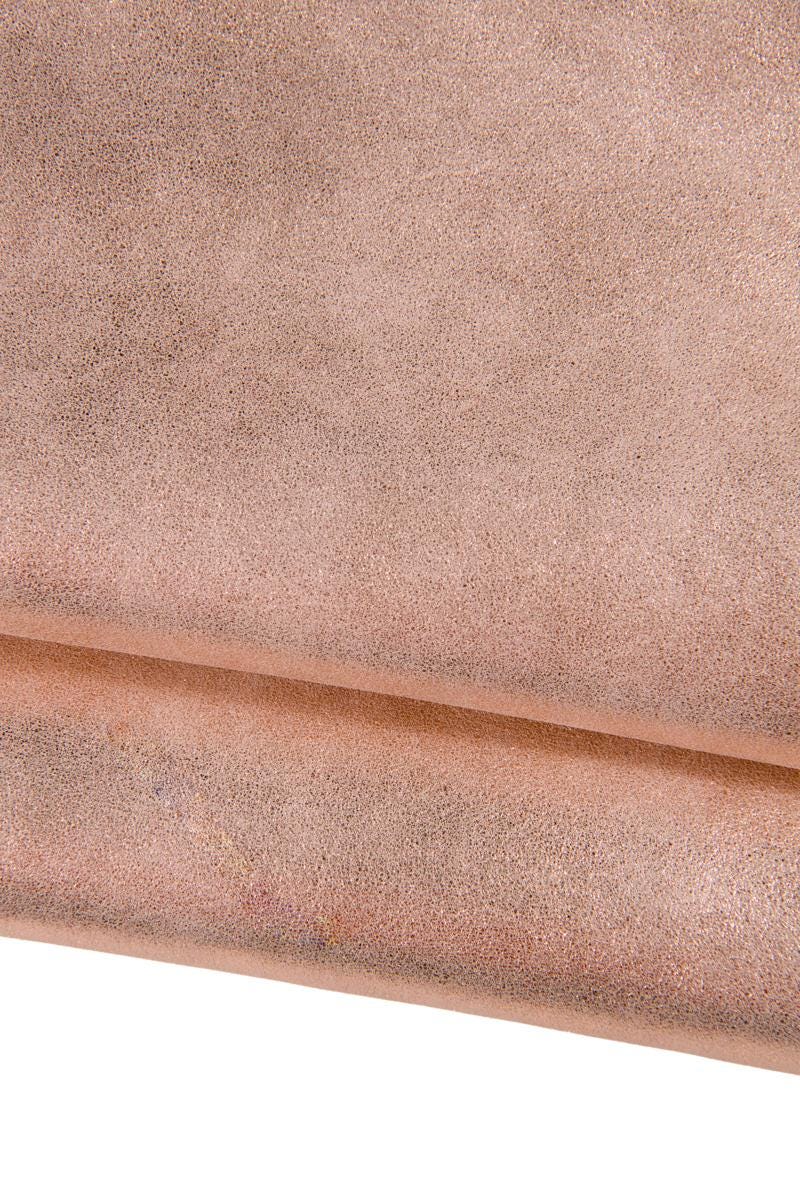 Copper metallic leather bundle, Rose gold pebbled hide and smooth bronze skin coordinated for luxury bags craftB16980-MT La Garzarara