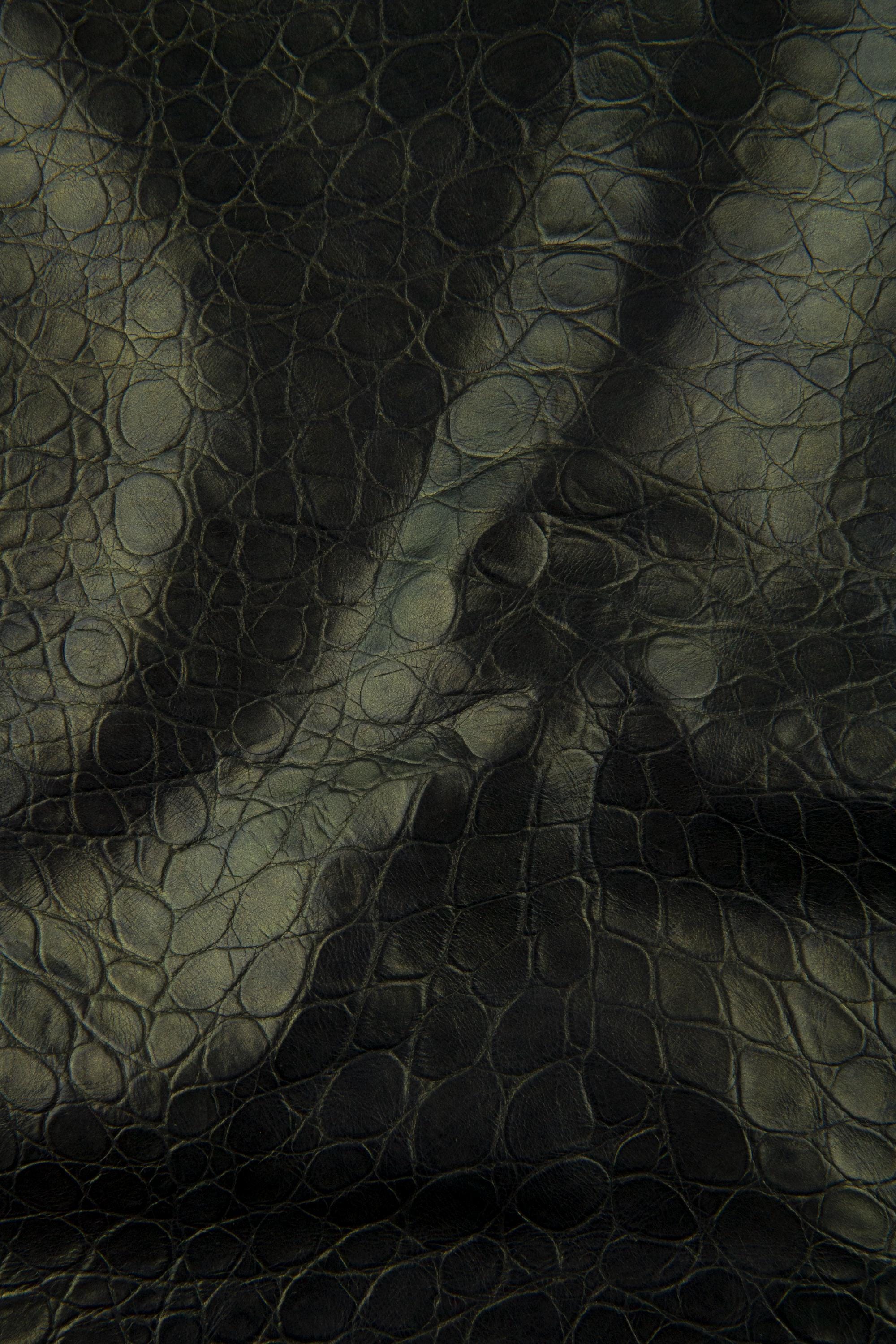 Bronze ALLIGATOR leather hide, metallic embossed shaded cowhide, crocodile printed calfskin soft B17338-MT(ST) La Garzarara