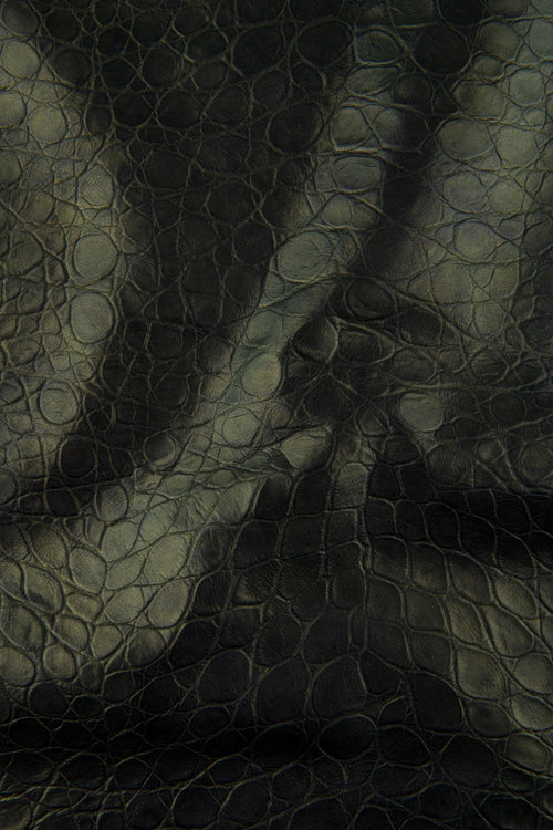 Bronze ALLIGATOR leather hide, metallic embossed shaded cowhide, crocodile printed calfskin soft B17338-MT(ST) La Garzarara