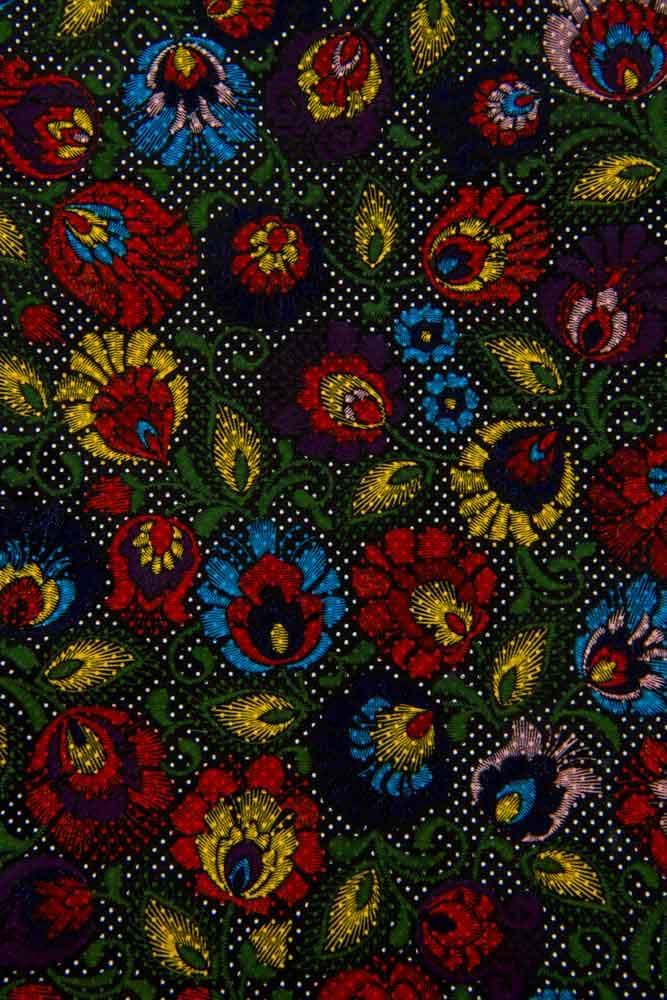 MULTICOLOR FLORAL textured leather skin, colorful glossy flower print on black suede goatskin, ideal for diy projects B17583-ST La Garzarara