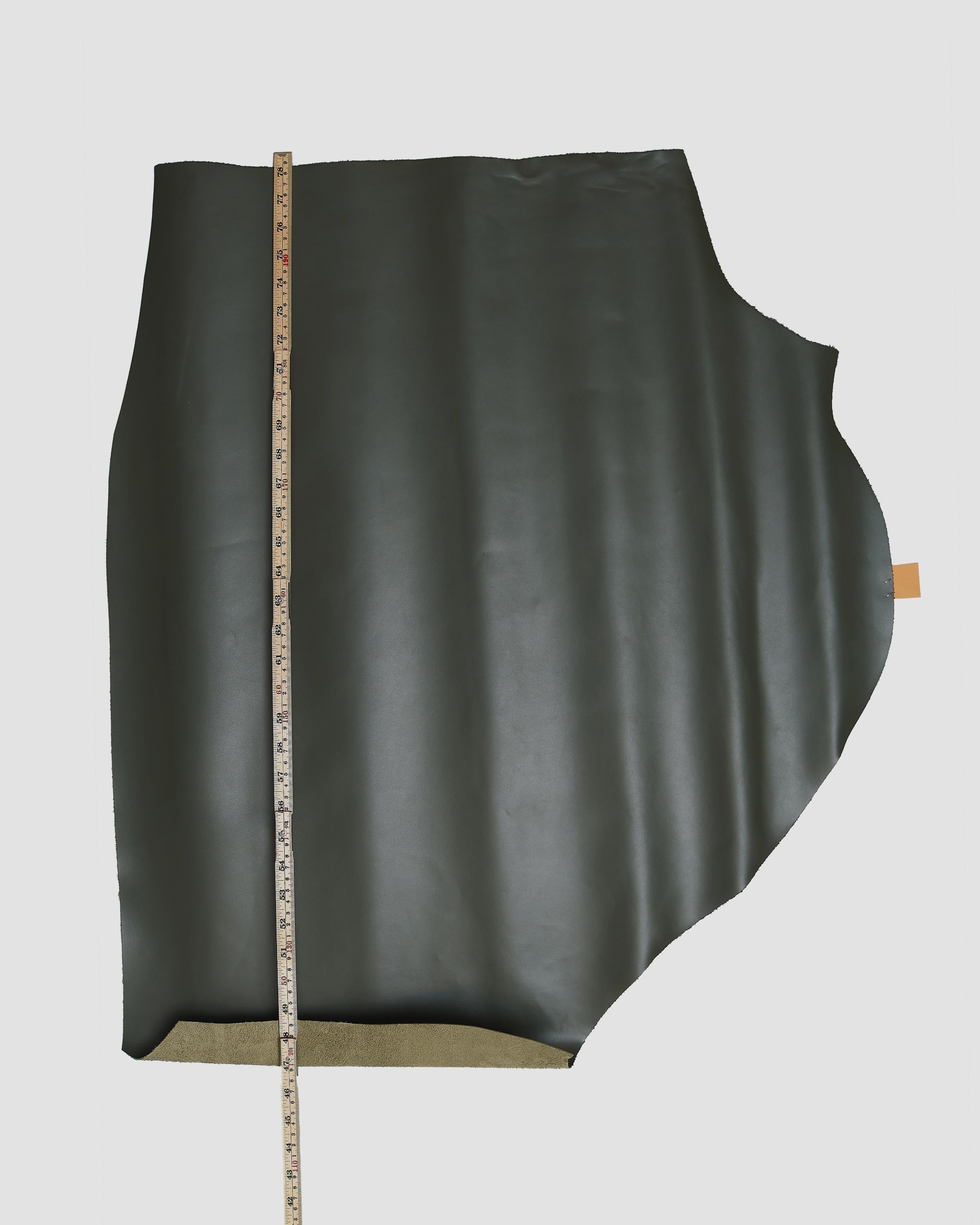 Army green leather hide, glossy full grain cowhide leather, with medium softness, premium cow for bags B17236-TU LaGarzarara