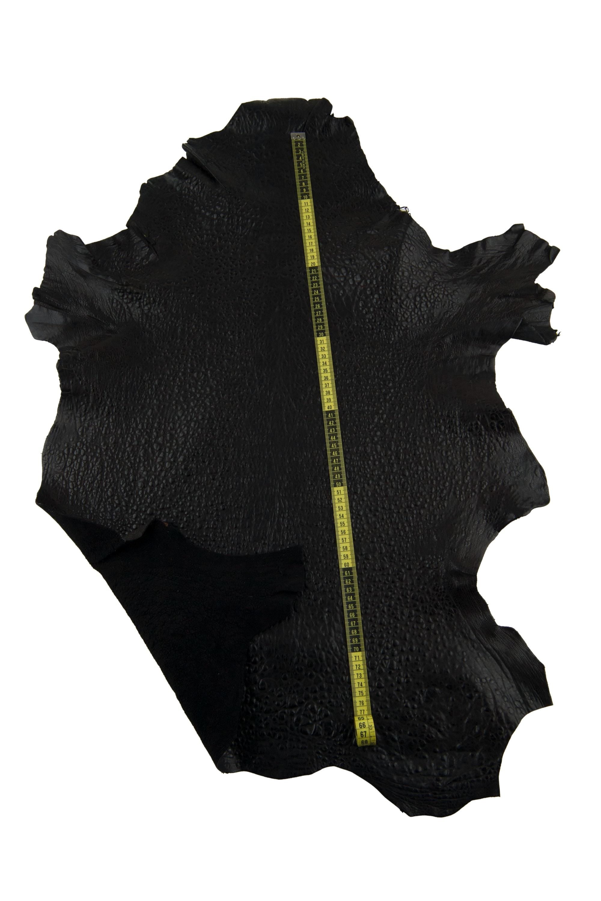 Black BUBBLE Print effect sheepskin, glossy sporty leather hide, grain lambskin for crafting B17451-TB La Garzarara