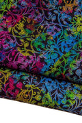 Multicolor FLORAL textured leather skin, colorful flower print on black suede goatskin, ideal for crafting B17088-ST La Garzarara