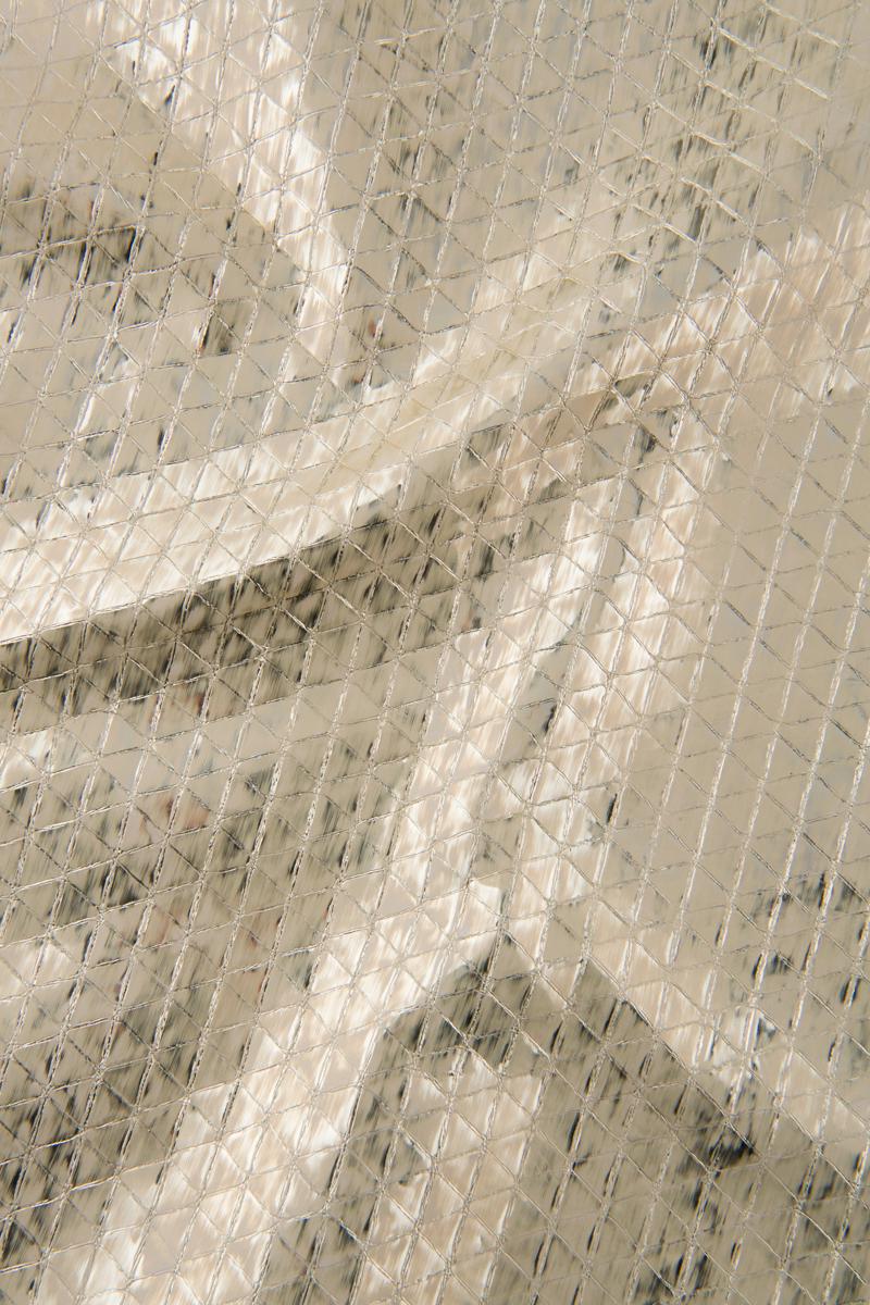 Light gold metallic leather hide, GEOMETRICAL printed goatskin, soft bleached skin B17359-MT(ST) La Garzarara