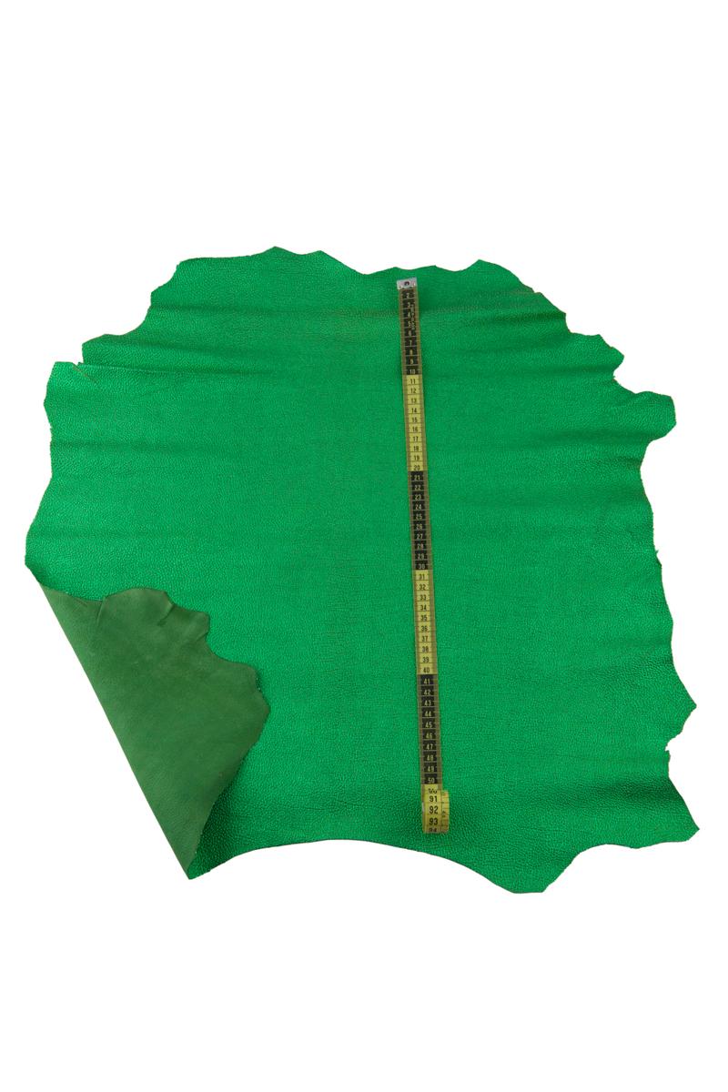 Green GRAINY leather skin, pebble grain printed metallic goatskin, pink sparkle hide for diy projects B17373-MT La Garzarara