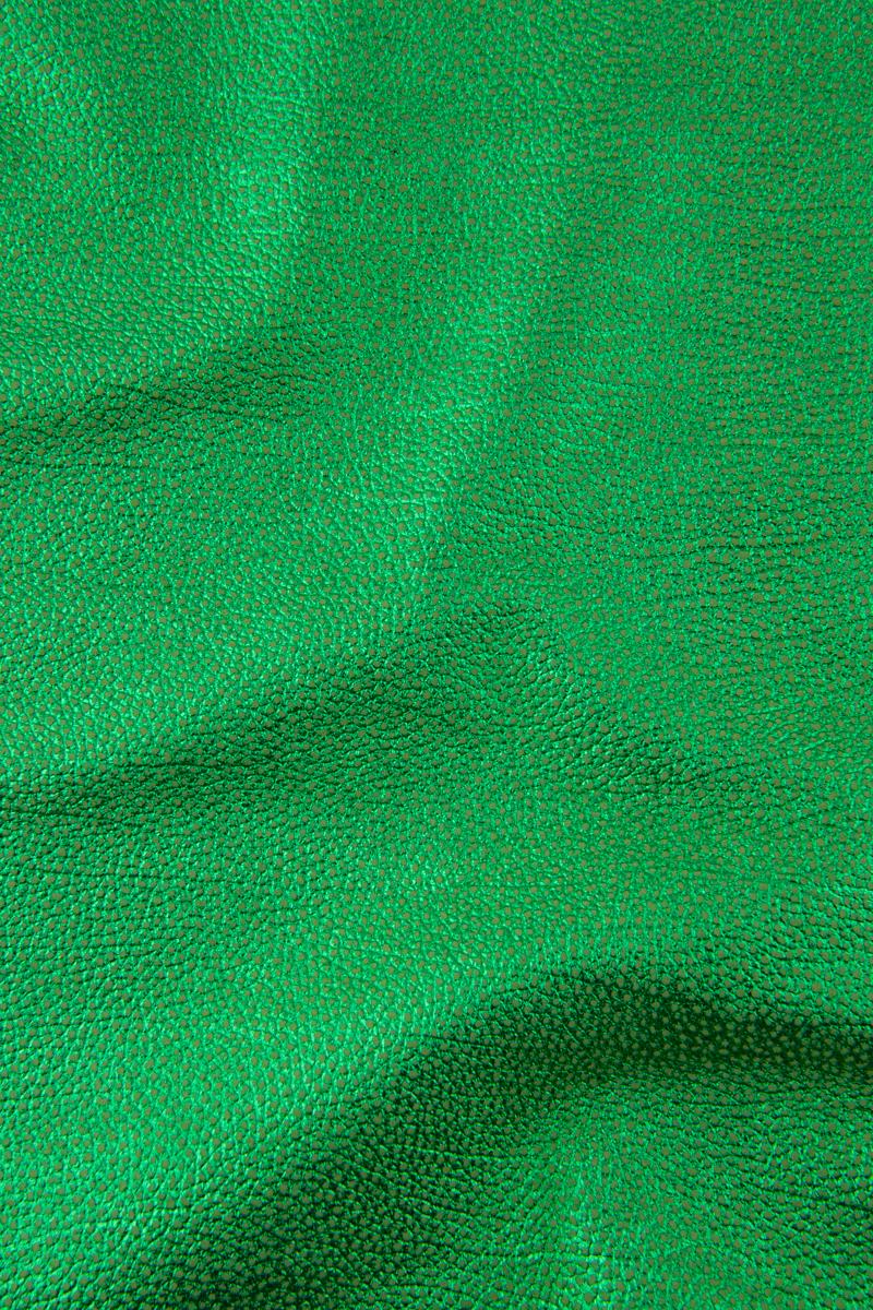 Green GRAINY leather skin, pebble grain printed metallic goatskin, pink sparkle hide for diy projects B17373-MT La Garzarara